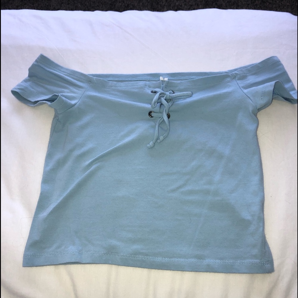 Baby Blue Off The Shoulder Top By PacSun